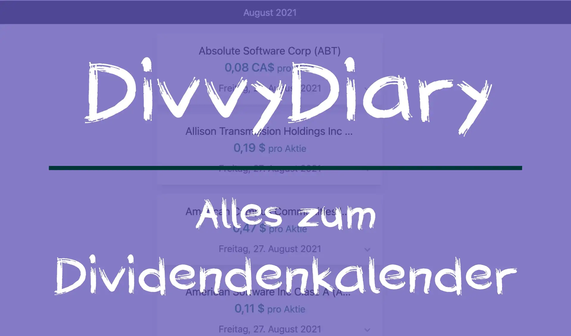 DivvyDiary: Dividendenkalender für Smartphone (App) & Browser